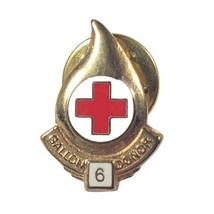 6 Gallon Blood Donor Lapel Pin American Red Cross Gold Plated Vintage - $5.89