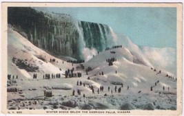 Postcard Winter Scene Below The American Fall Niagara Falls - $3.95