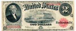 1917 USA $2.00 Two Dollar Legal Tender Note Thomas Jefferson E21211423A - £199.79 GBP