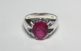 Sterling Silver 12mm x 10mm Simulated Birthstone Man&#39;s Belcher Style Ring - $49.00
