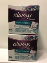 Lot of 2 NEW Always Feminine Wipes Fresh and Clean Individual Wipes To Go 20 Ea - £22.01 GBP