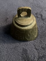 Vintage Brass Or Bronze Bell India Engraved Inside Leaves Etched Into Metal - £7.95 GBP
