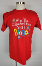 Vintage Bingo T-Shirt Red Fruit of the Loom Single Stitch Peacock Papers... - $24.75
