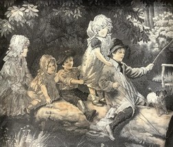 Vintage NEYRET FRERES Loomed Silk Artwork children in a forest art deco - £65.94 GBP