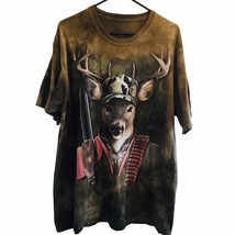 The Mountain Deer Hunter Manimal Hunting Green Camo Tie Dye Shirt Men&#39;s ... - $27.50