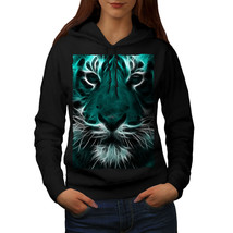 Wellcoda Tiger Face Wild Animal Womens Hoodie, Nature Casual Hooded Sweatshirt - £28.98 GBP
