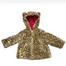 Leopard Cheetah Animal Print Faux Fur Tan Cat Hood Outerwear Fall Coat Jacket - £23.46 GBP
