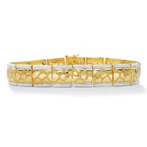 Mens Diamond Accent 18K Gold Gp 8.5&quot; Textured Bracelet - £216.59 GBP