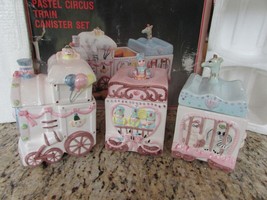 Primark Nursery Pastel Ceramic Circus Train Canister Set Vintage 1984 - £27.67 GBP