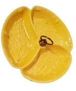 California USA Pottery Divided Dish Leaf Nut Candy Serving No. 4  Yellow... - £19.84 GBP