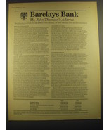 1967 Barclays Bank Ad - Barclays Bank Mr. John Thomson&#39;s Address - £14.55 GBP