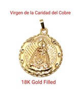 Virgen de la Caridad del Cobre 18k Gold Plated Pendant with 20 inch Chain  - $336.42 MXN