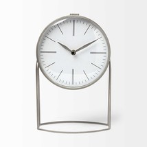 Gray Metal Circular Desk Table Clock Equipped With A Quartz Movement - $87.99