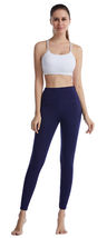 Navy Waisted Yoga Pants for Women with Pockets Leggings Women Yoga Pants S-2XL - £11.31 GBP