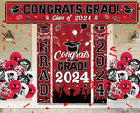 2024 Graduation Decorations, Class of 2024 Red Black Graduation Porch Si... - $36.42