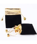 Lots Black Gold Velvet Wedding Pouch Party Bracelet Jewelry Gift Bags 10... - £6.21 GBP+