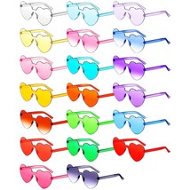 20 Pairs Heart Shape Sunglasses Rimless Heart Glasses Transparent Candy Color Ba - £28.86 GBP