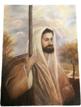 Jesus Christ The Good Shepherd Art Original 9&quot; x 12&quot; Vintage Religious Christian - £36.94 GBP