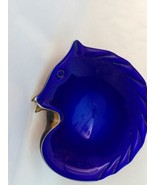 VTG Hand Blown Art Glass Fish Fox Cat Amber Blue Cased Trinket Dish Smal... - $24.75
