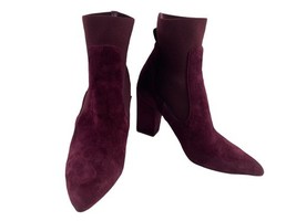 Steve Madden Sock Boots Women 7.5 M Richter Shoes Red Suede Block Heel P... - $27.54