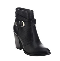 Refresh Beyond-03 Women&#39;s Laser Out Buckle Strap Side Zip Chunky Ankle Boots - £22.79 GBP