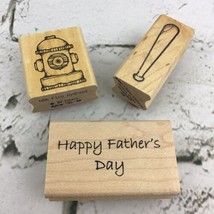Vintage Rubber Stamps Lot Of 3 Happy Fathers Day Fire Hydrant Baseball Bat - £9.48 GBP
