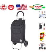 Stylish Black Foldable Shopping Trolley with Beefy Wheels &amp; Ergonomic Ha... - $1,806.44 MXN