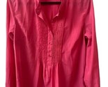 Merona Pleated Blouse Womens Size L  Dressy Long Sleeve  Office Work Button - $10.13