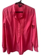 Merona Pleated Blouse Womens Size L  Dressy Long Sleeve  Office Work Button - £8.07 GBP