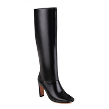 new arrive high heel party shoes ladies long boots solid colors square toe autum - £63.54 GBP