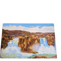 Postcard Twin Falls Idaho Snake River Water Falls Linen Vintage Unposted - £5.56 GBP