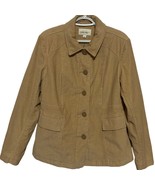 Cherokee Brand Women&#39;s Beige Corduroy Button Front Jacket Lightly Quilte... - $23.38