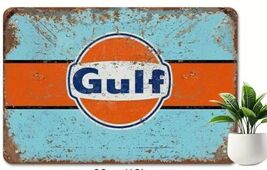 Gulf Rectangular Gas Gasoline Oil  Aluminum Retro Remake Sign Station 12... - $34.84 CAD