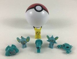 Pokemon Mini 1&quot; Figures Poke Ball 7pc Lot Pikachu Shinx Blue Miniatures Anime - £15.53 GBP