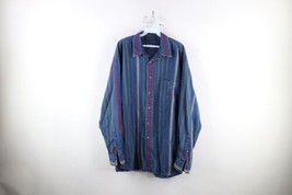 Vintage 90s Nautica Mens XL Faded Rainbow Striped Denim Collared Button Shirt - £38.75 GBP