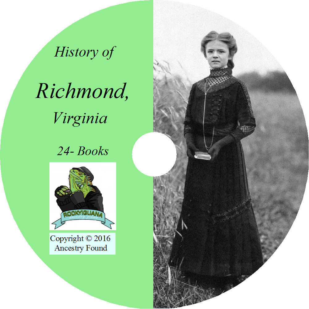 RICHMOND Virginia VA - History & Genealogy - Family records - 24 Books CD DVD