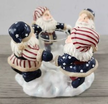 Vtg 2002 Home Interiors Santa Patriotic Red White Blue Candle Holder - £7.78 GBP