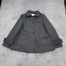 Ambiance Apparel Coat Womens S Gray Pockets Long Sleeve Collared Overcoat - £19.96 GBP