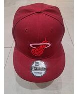 New Era Unisex 9Fifty Miami Heat NBA Snapback Hat Red Adjustable Cap Emb... - $33.69 CAD