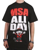 Famous Stars &amp; Straps Mens Black Red All Day Manny Santiago MSA T-Shirt NWT - $35.02