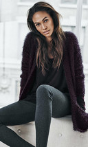 Express  Fuzzy Feather Cover-up Cardigan Sweater Two Tone Rare Purple Black - £51.69 GBP