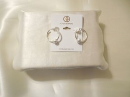 Giani Bernini 1-1/8&quot;Sterling Silver Bead Hoop Earrings F576 $115 - £34.25 GBP