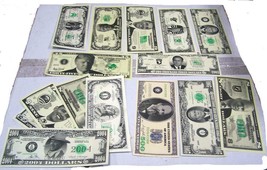 12 asst JOKE FAKE MONEY BILLS funny dollar trick bills phoney play novel... - $2.84