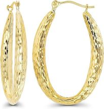 Unique Pattern Earring Hinged Clasp 14k Yellow Gold Plated Women&#39;s Hoop - $99.99