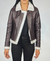 Sherilyn B-3 Maroon Leather Bomber Jacket - £189.54 GBP