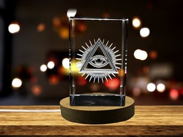 LED Base included | The All-Seeing Eye 3D Engraved Crystal Keepsake - £31.28 GBP - £312.89 GBP