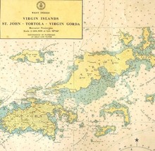 1970s Virgin Islands Placemat Depth Chart Maritime Nautical Signals DWHH16 - $483.25 MXN