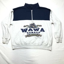 Vintage Wawa Ontario Canada Sweatshirt Mens L 1/2 Zip Gray Blue Township - £14.66 GBP