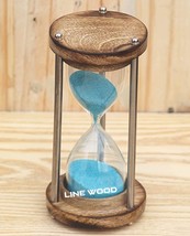 Table Wooden Timer Sand Gift Hourglass Décor Brass Vintage Antique Nautical - $25.25