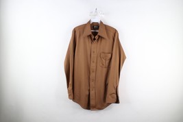 Vintage 70s Streetwear Mens Large Knit Long Sleeve Collared Button Shirt Brown - £39.52 GBP